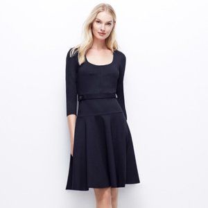 Ann Taylor Black Leather Belt Buckle Dress (Size 2